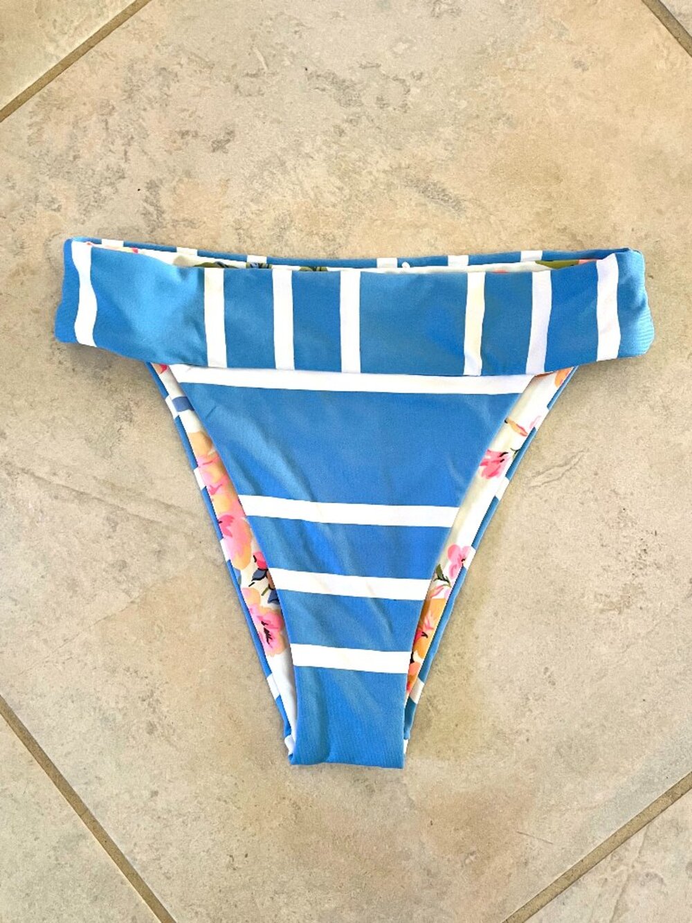 Maaji reversible floral and striped bikini bottoms